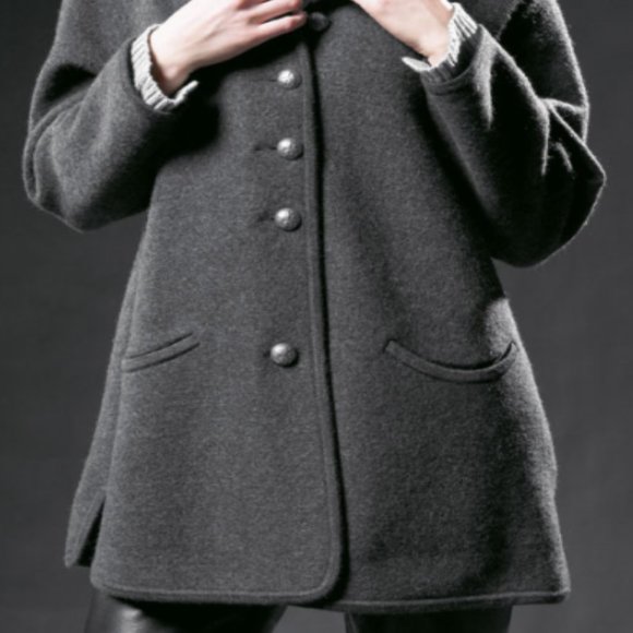 GEIGER Classic WALK Boiled Wool Charcoal Grey Long Jacket Coat - Picture 4 of 5